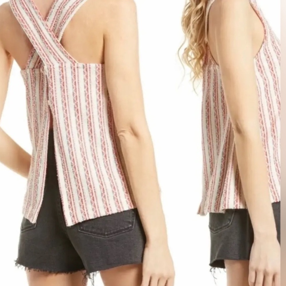 Madewell Bouclé Stripe Cross-Back Tank Top